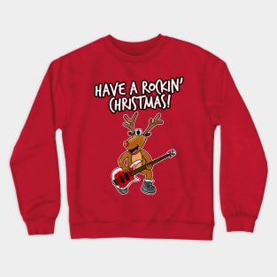 Have A Rockin' Christmas Reindeer Playing Bass Guitar Crewneck Sweatshirt